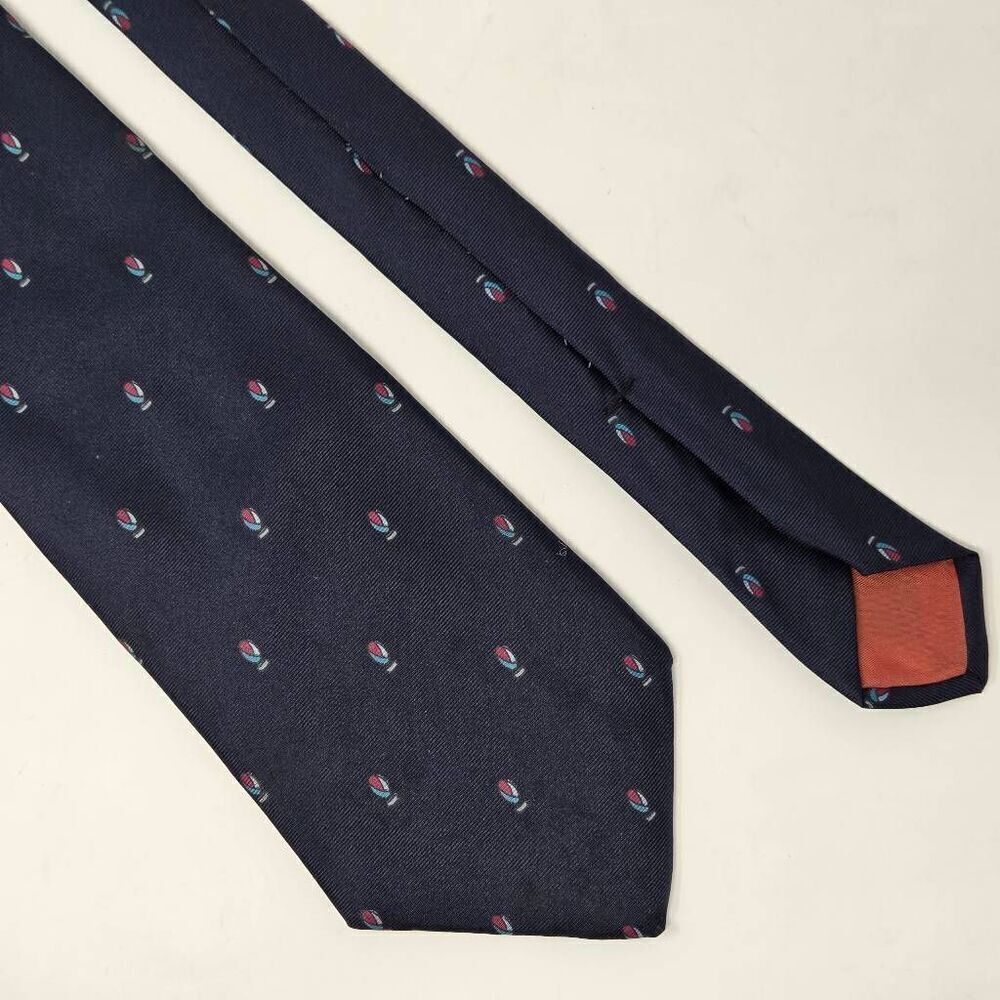 YVES SAINT LAURENT YSL SILK TIE BLUE GEOMETRIC FOULARD SATIN 3.5" X 55"